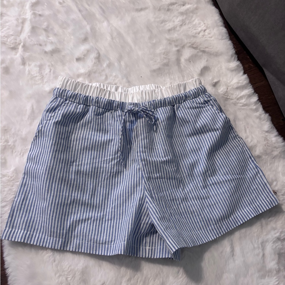 Blue and White Striped Shorts NWT
